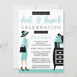 Brunch-Dusche, blau, schwarz Einladung