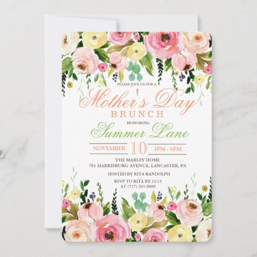Brunch-Einladung der Mutter Tages Einladung (Vorderseite)