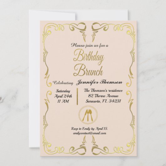 Brunch-Einladung zum Geburtstag Einladung (Vorderseite)