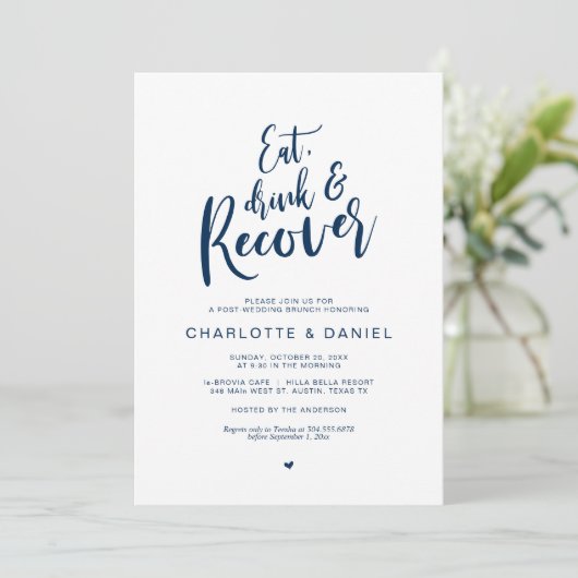 Brunch, Essen, Trinken und Erholung nach der Hochz Einladung (Stehend Vorderseite)