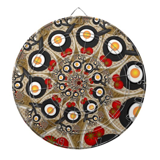 Brunch Fraktal Art Funny Food, Tomaten, Eier Dartscheibe (vorne)
