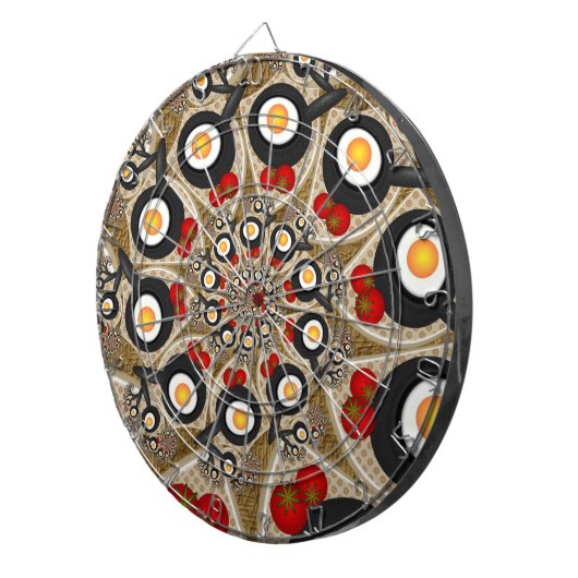 Brunch Fraktal Art Funny Food, Tomaten, Eier Dartscheibe (Vorderseite rechts)