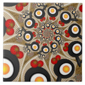 Brunch Fraktal Art Funny Food, Tomaten, Eier Fliese (Vorderseite)