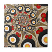 Brunch Fraktal Art Funny Food, Tomaten, Eier Fliese (Vorderseite)