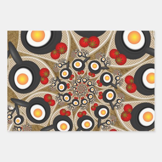 Brunch Fraktal Art Funny Food, Tomaten, Eier Geschenkpapier Set (Vorderseite 2)