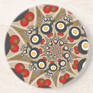 Brunch Fraktal Art Funny Food, Tomaten, Eier Getränkeuntersetzer
