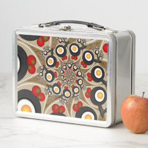 Brunch Fraktal Art Funny Food, Tomaten, Eier Metall Lunch Box