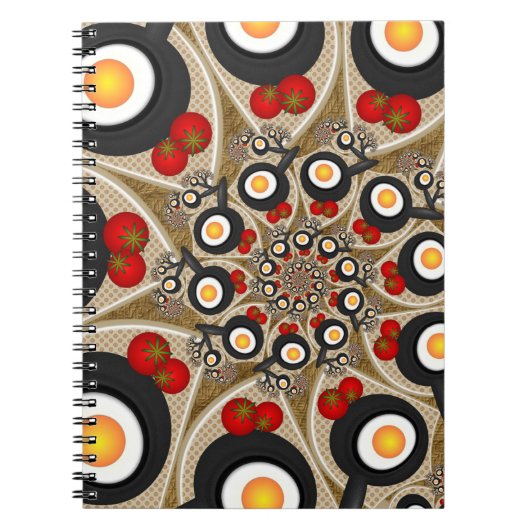 Brunch Fraktal Art Funny Food, Tomaten, Eier Notizblock (Vorderseite)