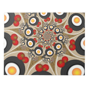 Brunch Fraktal Art Funny Food, Tomaten, Eier Notizblock