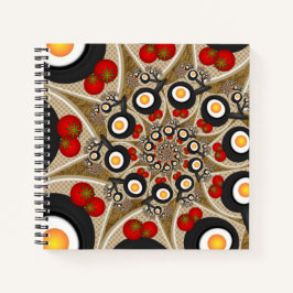 Brunch Fraktal Art Funny Food, Tomaten, Eier Notizblock