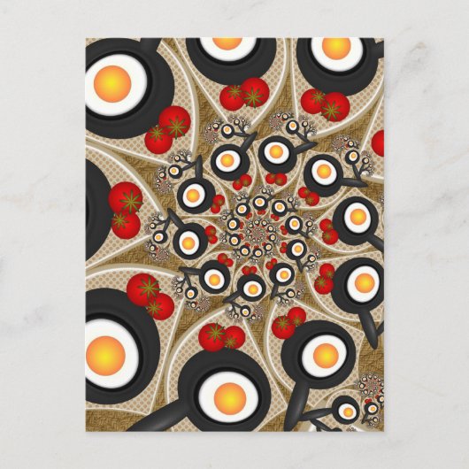 Brunch Fraktal Art Funny Food, Tomaten, Eier Postkarte (Vorderseite)