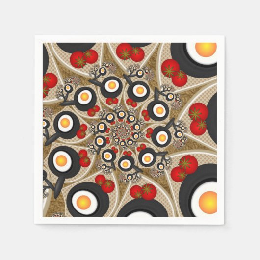 Brunch Fraktal Art Funny Food, Tomaten, Eier Serviette (Vorderseite)