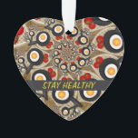 Brunch Fraktal Art Funny Food, Tomaten, Eiertext Ornament<br><div class="desc">Coole und einzigartige Fraktal Kunst Fantasie, lustige moderne abstrakte Pfannen, Tomaten und Eier. Design für Ihre dekorative ungewöhnliche Lebensmittel Acrylherz-Ornament und mehr.</div>