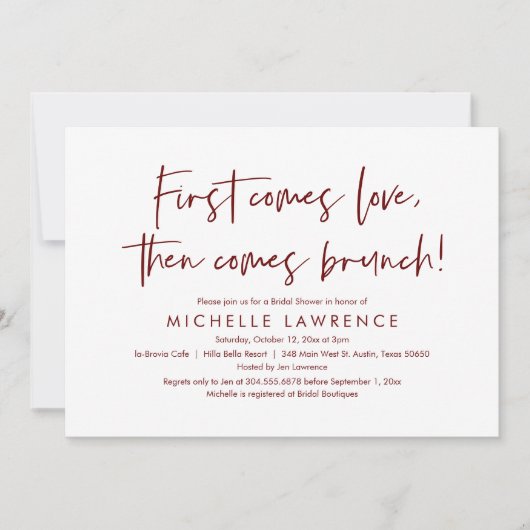 Brunch, Freunde, Liebe, Lässiges Brautparty  Einladung (Vorderseite)