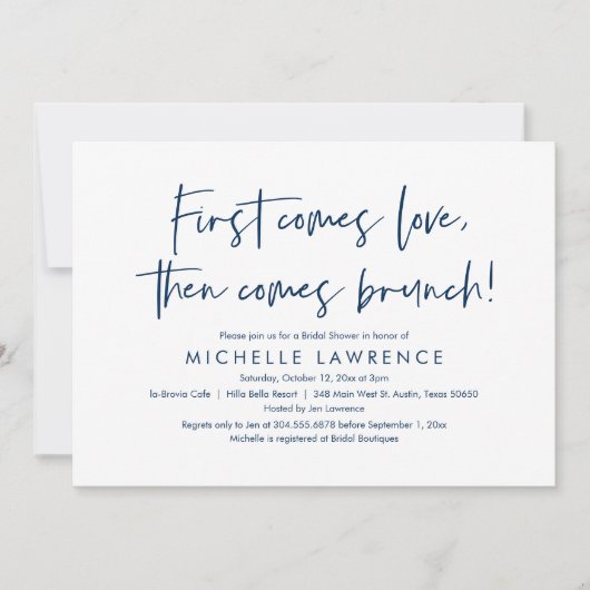 Brunch, Freunde, Liebe, Lässiges Brautparty Invita Einladung (Vorderseite)