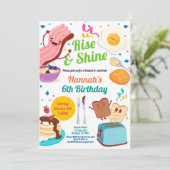 Brunch Frühstück Einladung. Kinder zum Geburtstag Einladung (Stehend Vorderseite)