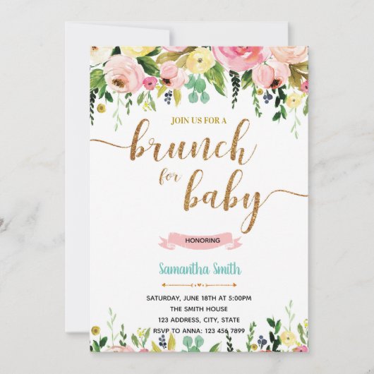 Brunch für Babydusche Party Einladung (Vorderseite)