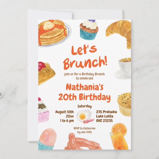 Brunch Geburtstagsfeier Einladung (Vorderseite)