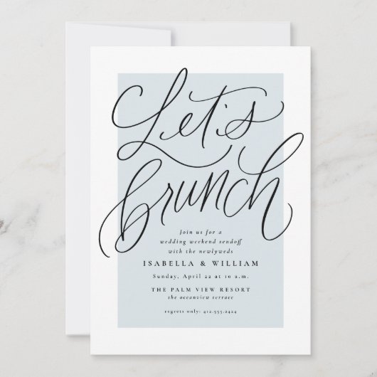 Brunch hell blau nach der Hochzeit gepackt Einladung (Vorderseite)