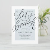 Brunch hell blau nach der Hochzeit gepackt Einladung (Stehend Vorderseite)