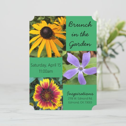 Brunch im Garten Einladung (Stehend Vorderseite)