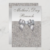 Brunch-Imitat der Mutter Tagesversilbert Juwelen Einladung (Vorne/Hinten)