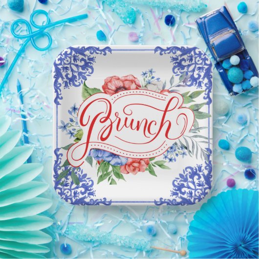 Brunch in Rot, Weiß und Blau | Dusche Pappteller (Party)
