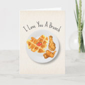 Brunch Liebe Hühnchen & Waffeln Valentine Karte (Vorderseite)