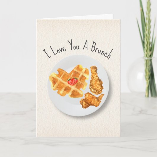 Brunch Love Pun Chicken & Waffles Valentine Karte (Vorderseite)