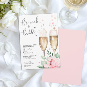 Brunch mit blass rosa Brautparty Einladung