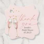 Brunch mit blass rosa Champagner Brautbrunch Geschenkanhänger (Vorderseite)