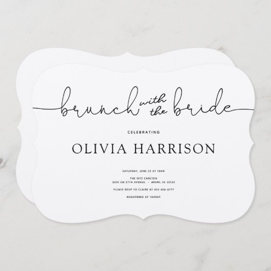 Brunch mit Brautdusche Einladung (Vorne/Hinten)