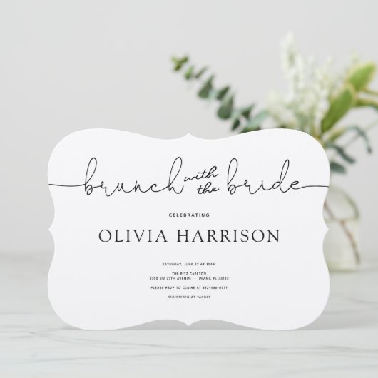 Brunch mit Brautdusche Einladung (Stehend Vorderseite)