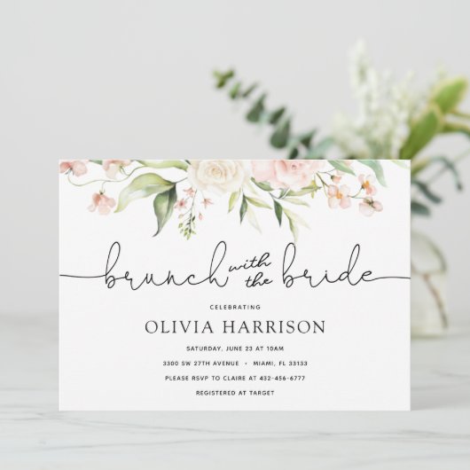 Brunch mit Brautdusche Einladung (Stehend Vorderseite)