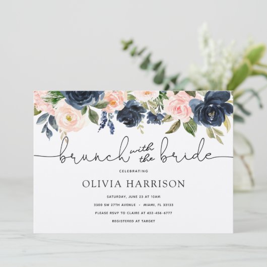 Brunch mit Brautdusche Einladung (Stehend Vorderseite)