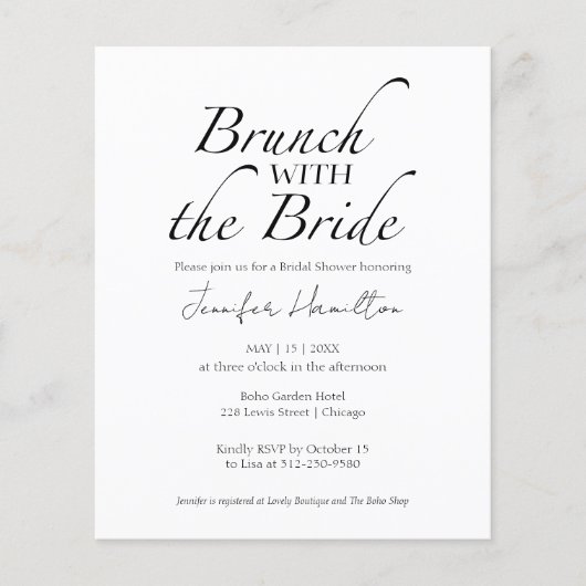 Brunch mit Bride Black & White Brautparty (Vorderseite)