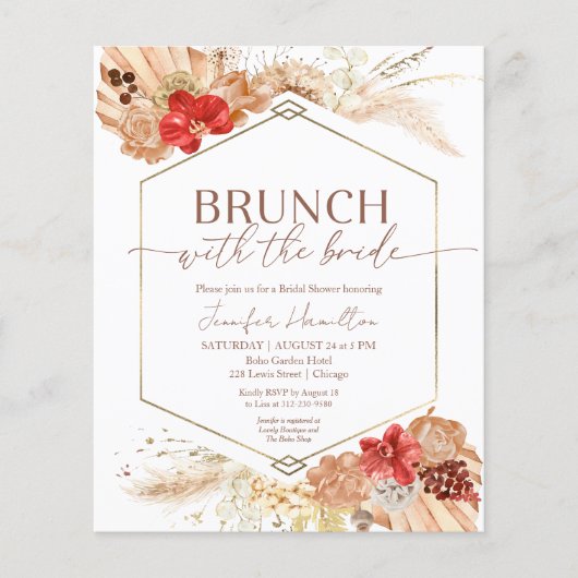 Brunch mit Bride Bridal Dusche Einladung (Vorderseite)