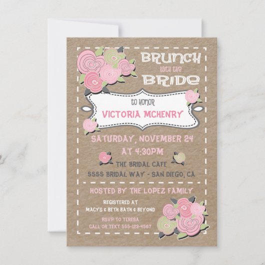 Brunch mit Bride Bridal Dusche Einladungen (Vorderseite)