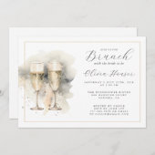 Brunch mit Bride Champagne Gold Einladung (Vorne/Hinten)