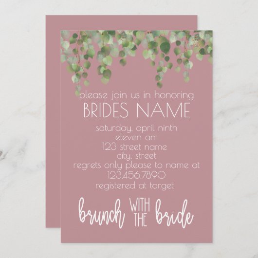 Brunch mit Bride Einladung (Vorne/Hinten)