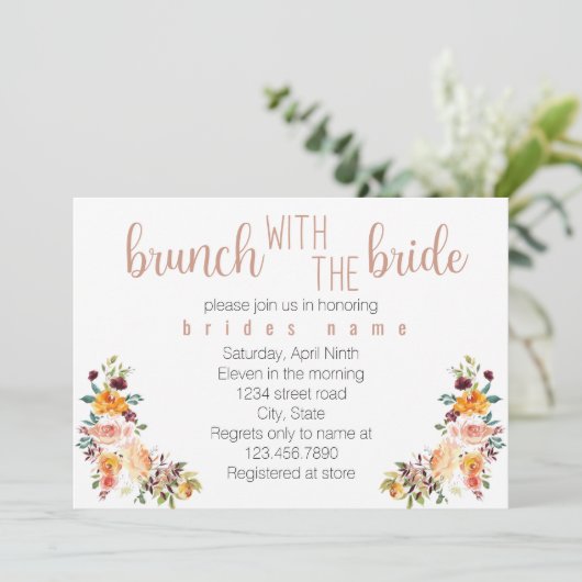 Brunch mit Bride Einladung (Stehend Vorderseite)