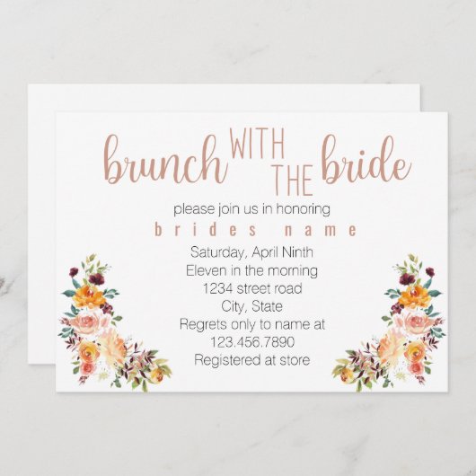 Brunch mit Bride Einladung (Vorne/Hinten)