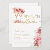 Brunch mit Bride Gold Pink Brautparty Einladung (Vorne/Hinten)