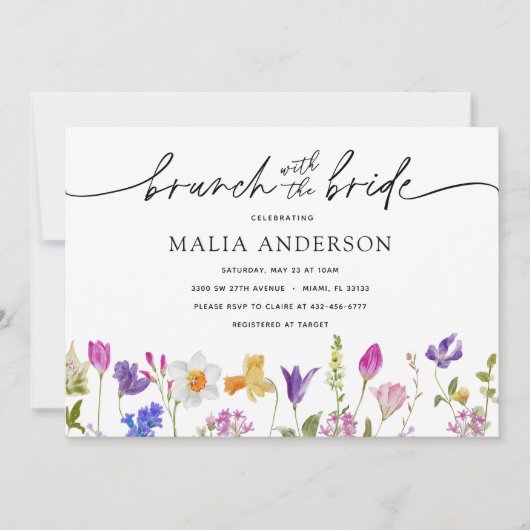 Brunch mit Bride Spring Brautparty Einladung (Vorderseite)