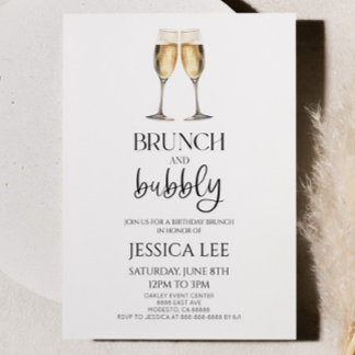 Brunch mit Champagner und Bubbly Birthday Party Br Einladung
