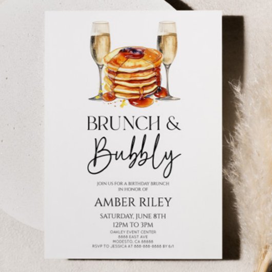 Brunch mit Champagner und Bubbly Birthday Party Br Einladung