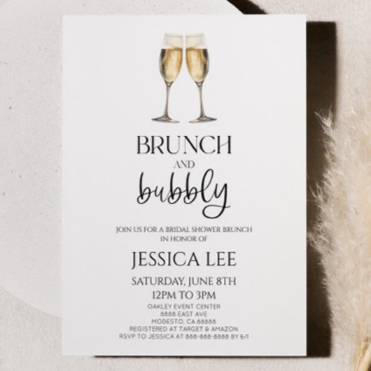 Brunch mit Champagner und Bubbly Brautparty Einladung