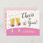 Brunch mit Champagner und Bubbly zum Geburtstag Einladungspostkarte (Vorne/Hinten)