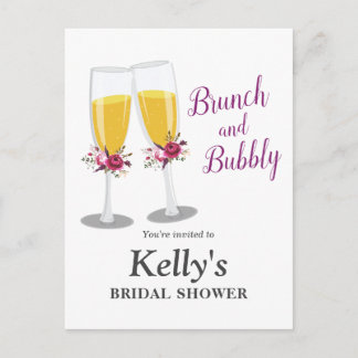 Brunch mit Champagner und Bubbly zum Geburtstag Einladungspostkarte