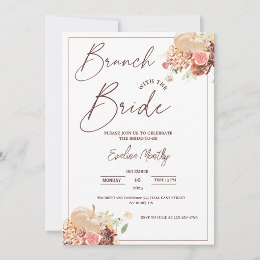 Brunch mit dem Bride Fall Pumpkin Brautparty Einladung (Vorderseite)